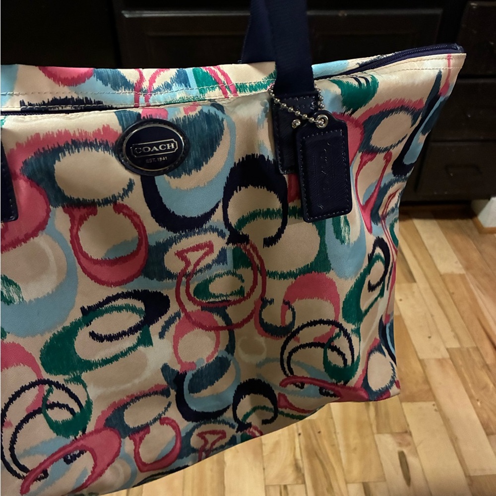 Coach Blue and Pink Swirl Tote